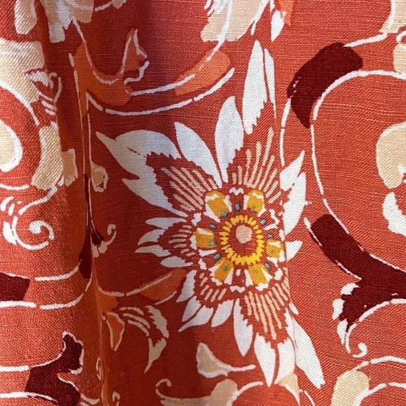 NEW LOFT coral floral print | Linen blend skirt with pockets Sz M - Picture 8 of 11